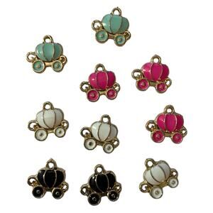 Pumpkin Carriage Decoration Multicolor Set Of 10 Charms